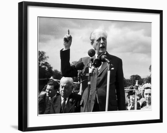 Prime Minister Harold Macmillan Speaking at Conservative Fete in Bromley-null-Framed Photographic Print