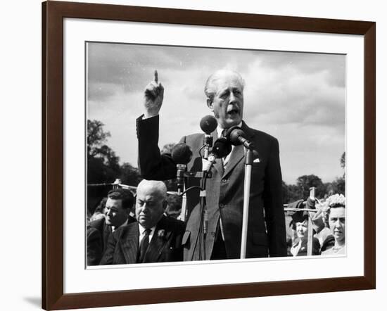 Prime Minister Harold Macmillan Speaking at Conservative Fete in Bromley-null-Framed Photographic Print