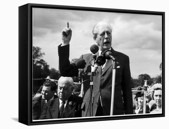 Prime Minister Harold Macmillan Speaking at Conservative Fete in Bromley-null-Framed Stretched Canvas