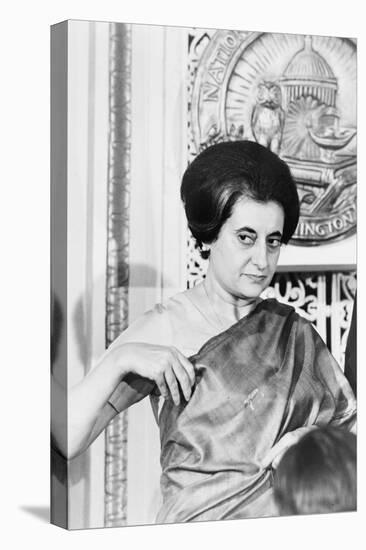 Prime Minister Indira Gandhi of India at the National Press Club Washington, 1966-Warren K^ Leffler-Stretched Canvas