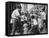 Prime Minister Kuan Yew Lee Talking to Children While Visiting a Housing Project-null-Framed Stretched Canvas