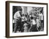 Prime Minister Kuan Yew Lee Talking to Children While Visiting a Housing Project-null-Framed Photographic Print