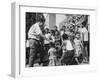 Prime Minister Kuan Yew Lee Talking to Children While Visiting a Housing Project-null-Framed Photographic Print