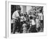 Prime Minister Kuan Yew Lee Talking to Children While Visiting a Housing Project-null-Framed Photographic Print