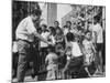 Prime Minister Kuan Yew Lee Talking to Children While Visiting a Housing Project-null-Mounted Photographic Print