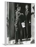 Prime Minister Winston Churchill Leaving 10 Downing Street to Speak to Parliament on June 18, 1940-null-Framed Photo