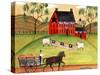 Primitive Americana Sheep with Horse and Wagon Cheryl Bartley-Cheryl Bartley-Stretched Canvas