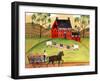 Primitive Americana Sheep with Horse and Wagon Cheryl Bartley-Cheryl Bartley-Framed Giclee Print