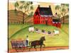 Primitive Americana Sheep with Horse and Wagon Cheryl Bartley-Cheryl Bartley-Stretched Canvas