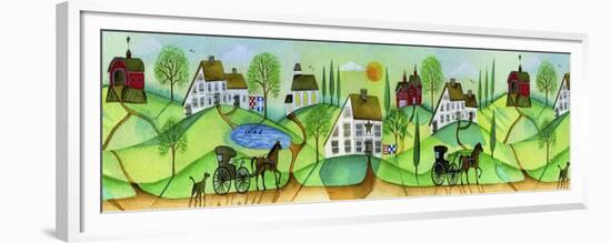 Primitive Folk Art Saltbox Village Border-Cheryl Bartley-Framed Giclee Print