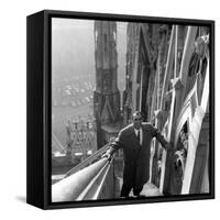 Primo Carnera on a Staircase of the Cathedral of Milan-null-Framed Stretched Canvas