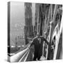 Primo Carnera on a Staircase of the Cathedral of Milan-null-Stretched Canvas