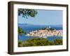 Primosten, Sibenik-Knin County, Croatia. Popular resort town on the Adriatic coastline.-null-Framed Photographic Print