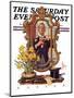 "Primping in Mirror," Saturday Evening Post Cover, April 11, 1936-Joseph Christian Leyendecker-Mounted Giclee Print