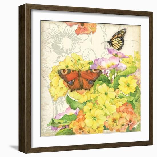 Primrose & Butterflies-Julie Paton-Framed Art Print