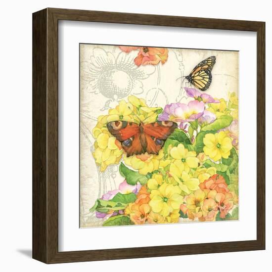 Primrose & Butterflies-Julie Paton-Framed Art Print