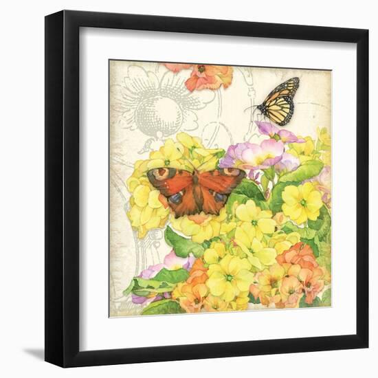 Primrose & Butterflies-Julie Paton-Framed Art Print