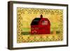 Primtive American Red Folk Art Barn-Cheryl Bartley-Framed Giclee Print