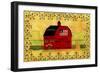 Primtive American Red Folk Art Barn-Cheryl Bartley-Framed Giclee Print