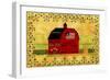 Primtive American Red Folk Art Barn-Cheryl Bartley-Framed Giclee Print