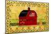 Primtive American Red Folk Art Barn-Cheryl Bartley-Mounted Giclee Print