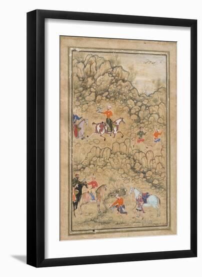 Prince Akbar and Noblemen Hawking-null-Framed Art Print