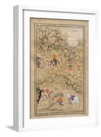 Prince Akbar and Noblemen Hawking-null-Framed Art Print