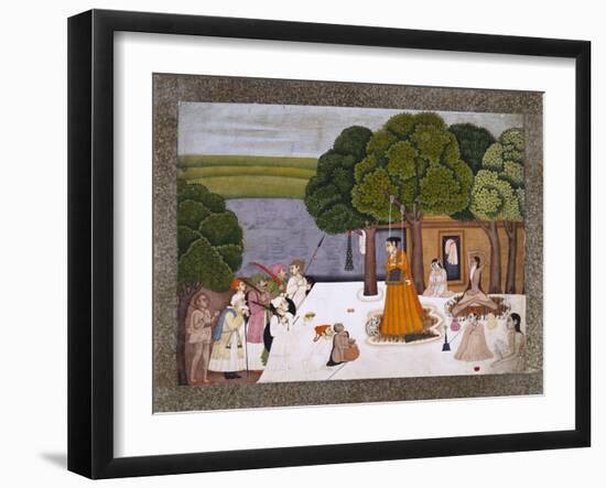 Prince and Attendants Visiting Noble Yogini at an Ashram, India-null-Framed Giclee Print