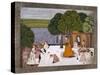 Prince and Attendants Visiting Noble Yogini at an Ashram, India-null-Stretched Canvas