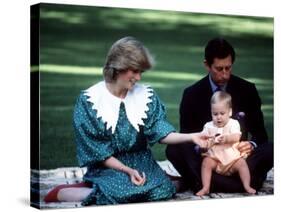 Prince and Princess of Wales with William in New Zealand, April 1983-null-Stretched Canvas