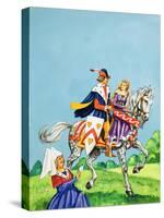 Prince and Princess on a Horse-English School-Stretched Canvas