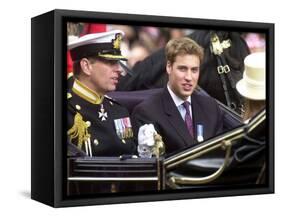 Prince Andrew and Prince William ride down the Mall towards St Paul's, 2002-null-Framed Stretched Canvas