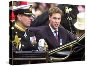 Prince Andrew and Prince William ride down the Mall towards St Paul's, 2002-null-Stretched Canvas
