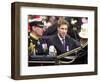 Prince Andrew and Prince William ride down the Mall towards St Paul's, 2002-null-Framed Photographic Print