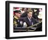 Prince Andrew and Prince William ride down the Mall towards St Paul's, 2002-null-Framed Photographic Print