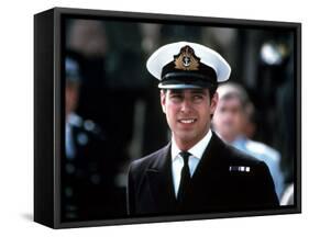 Prince Andrew in Naval Uniform Returns from Falklands 1982 at Portsmouth Docks on Hms Invincible-null-Framed Stretched Canvas