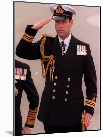 Prince Andrew Inspects Sea Scouts at Trafalgar Square During the Annual Trafalgar Day Service-null-Mounted Photographic Print