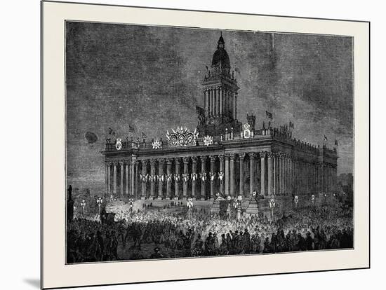 Prince Arthur at Leeds: the Townhall Illuminated-null-Mounted Giclee Print