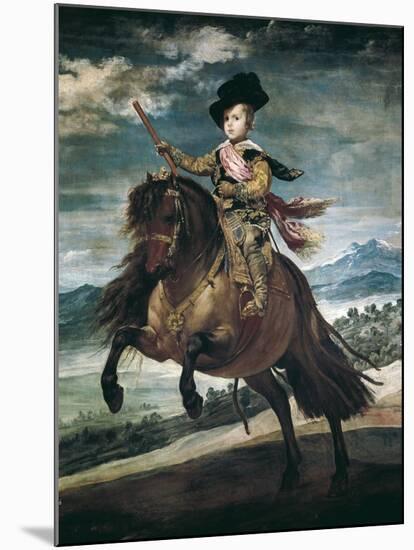 Prince Balthasar Carlos on Horseback-Diego Velazquez-Mounted Art Print