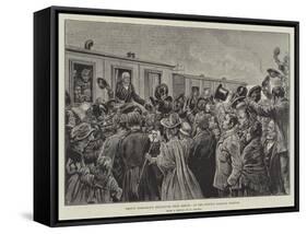 Prince Bismarck's Departure from Berlin, at the Stettin Railway Station-null-Framed Stretched Canvas