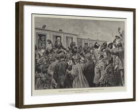 Prince Bismarck's Departure from Berlin, at the Stettin Railway Station-null-Framed Giclee Print