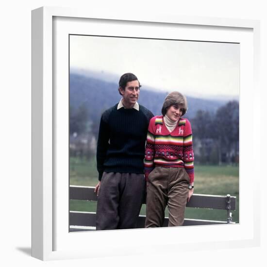 Prince Charles and Lady Diana Spencerwearing Thick Wool Sweaters Cords at Balmoral May 1981-null-Framed Photographic Print