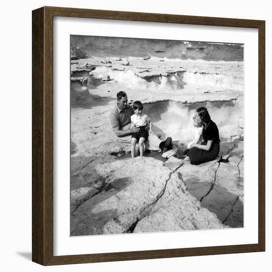 Prince Charles and Princess Anne with Their Uncle Lord Mountbatten on the Island of Malta-null-Framed Photographic Print