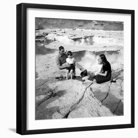 Prince Charles and Princess Anne with Their Uncle Lord Mountbatten on the Island of Malta-null-Framed Photographic Print