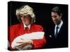 Prince Charles and Princess Diana Leaving Hospital After the Birth of Prince Harry September 1984-null-Stretched Canvas