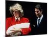 Prince Charles and Princess Diana Leaving Hospital After the Birth of Prince Harry September 1984-null-Mounted Premium Photographic Print