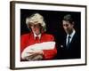 Prince Charles and Princess Diana Leaving Hospital After the Birth of Prince Harry September 1984-null-Framed Photographic Print