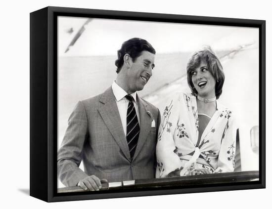 Prince Charles and Princess Diana on Board the Royal Yacht Britannia Whilst on Honeymoon, 1981-null-Framed Stretched Canvas