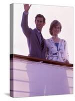 Prince Charles and Princess Diana Standing Together on Board Ship to Start Their Honeymoon-null-Stretched Canvas