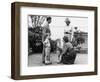 Prince Charles and Princess Diana with Prince William and Prince Harry, meet the headmistress as Ha-null-Framed Photographic Print